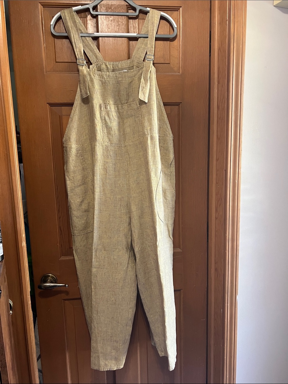 Flax Natural Very light yellow green color Linen Overalls - Picture 8 of 9